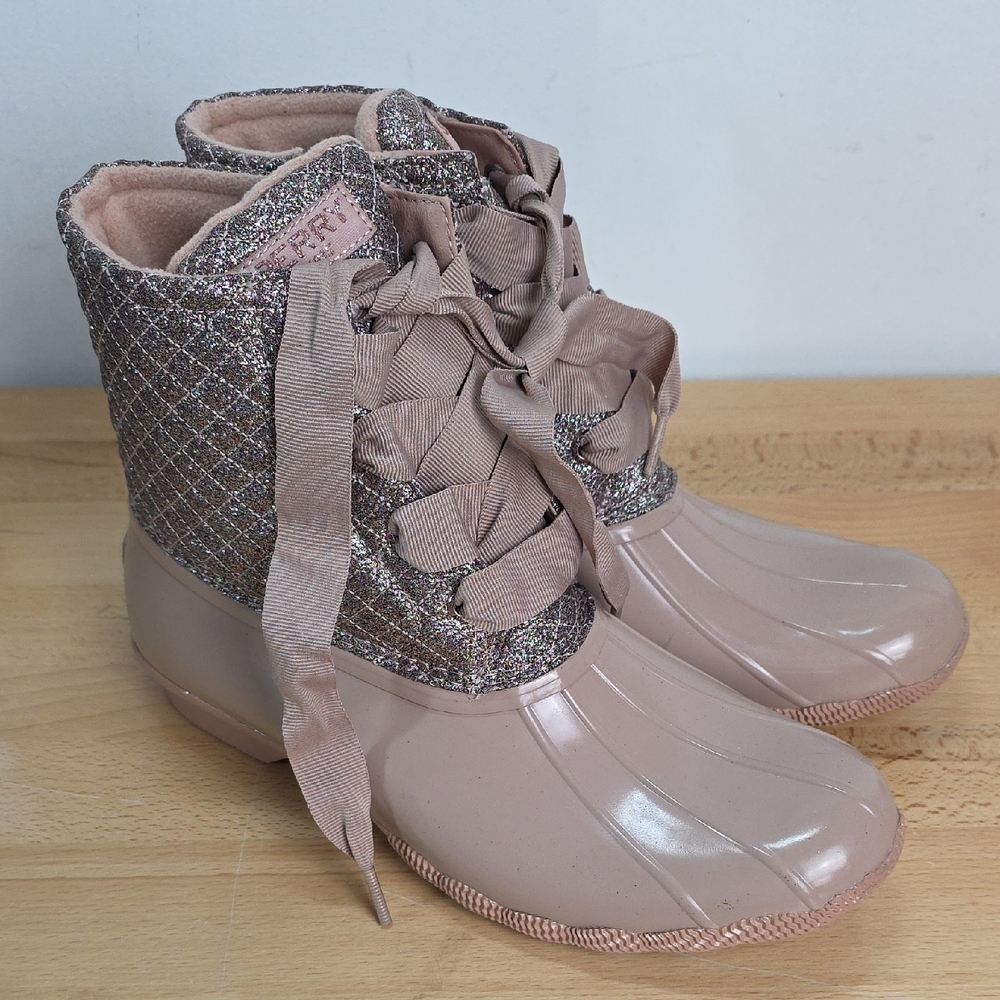 Esprit Women's Dusty Pink Quilted Glitter Rain Boots 10